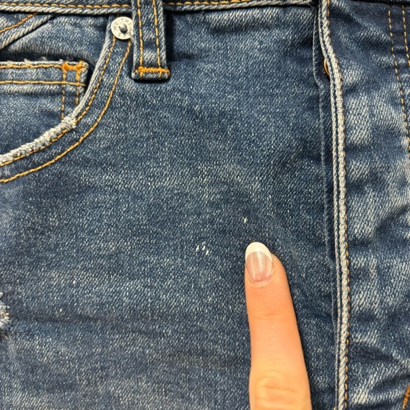 Free People Women’s CRVY Vintage Frayed Hem High Rise Shorts Lolita Blue - Picture 6 of 9